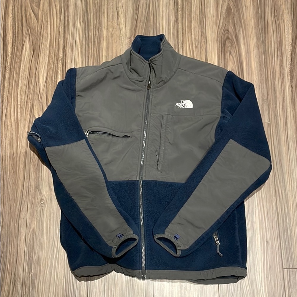 The North Face Gray and Blue Performance Jacket with Stand-Up Collar